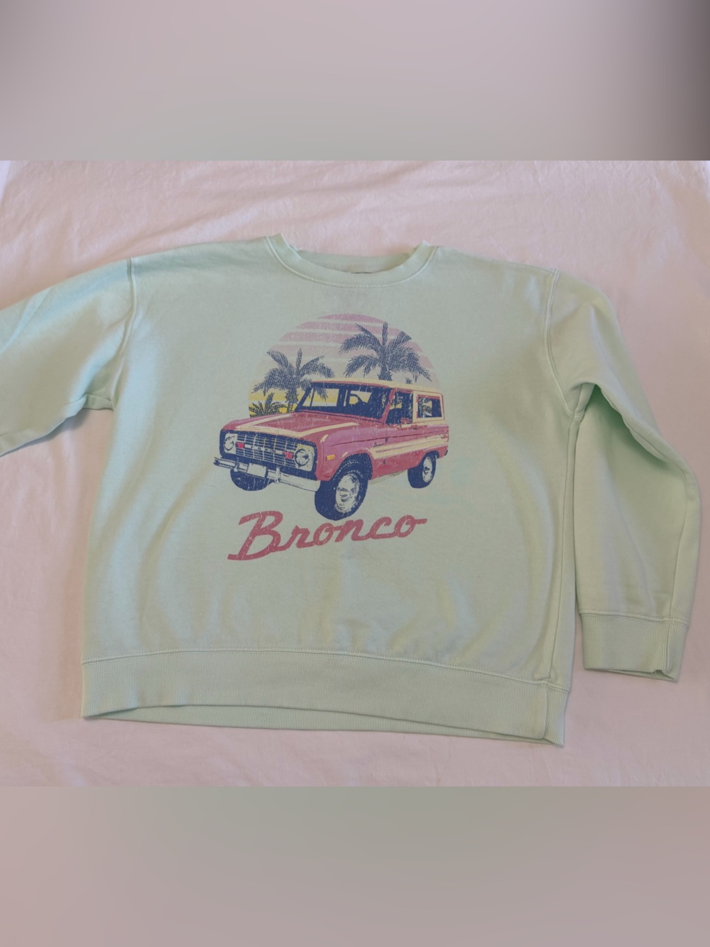 Ford Crewneck Sweatshirt with Pink Retro Car Graphic - Girls